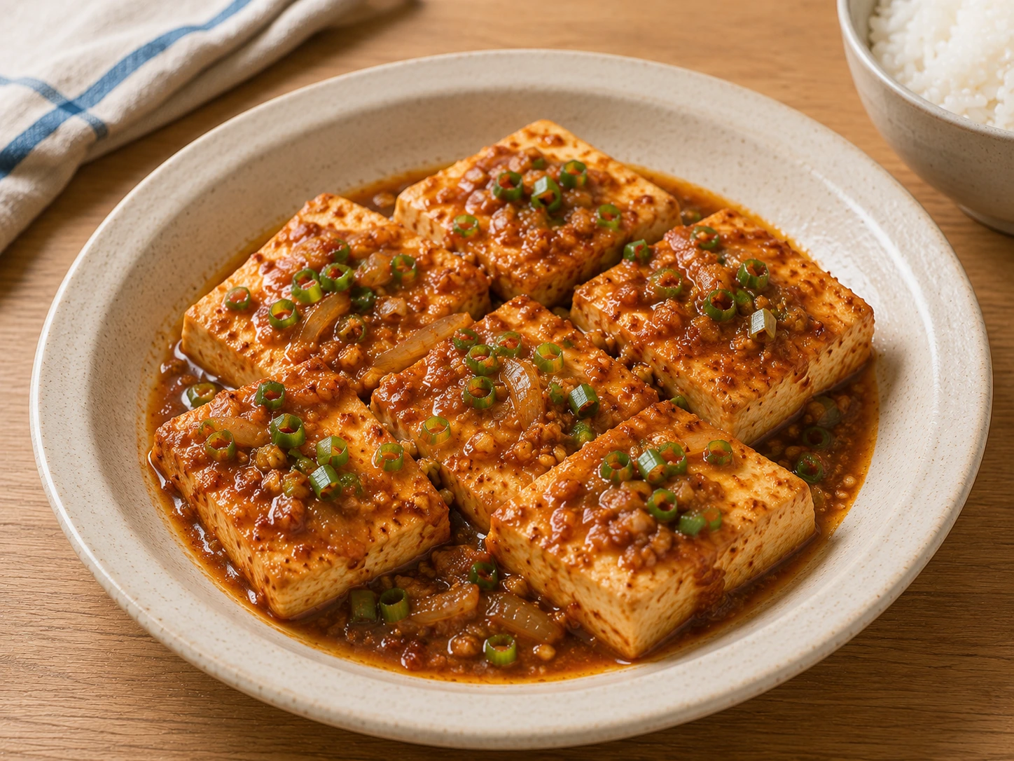 Dubu Jorim, korean braised tofu in a savory-spicy gochugaru sauce