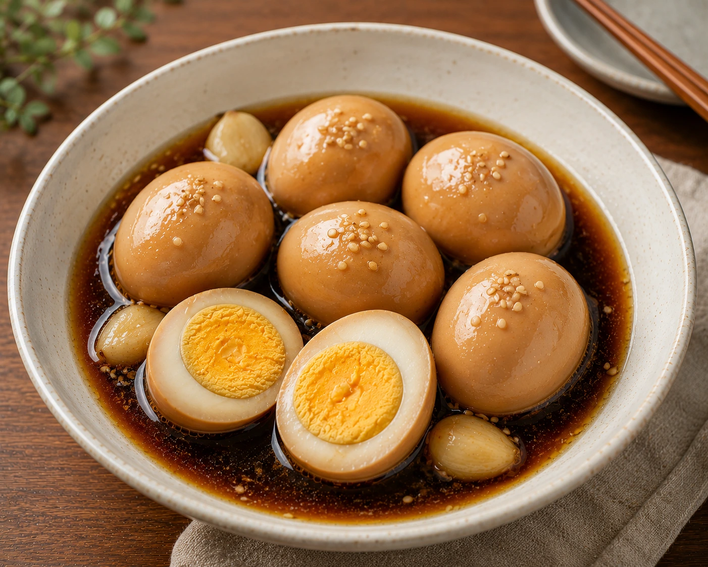 Gyeran Jangjorim, soy-braised eggs served as Korean home cooking