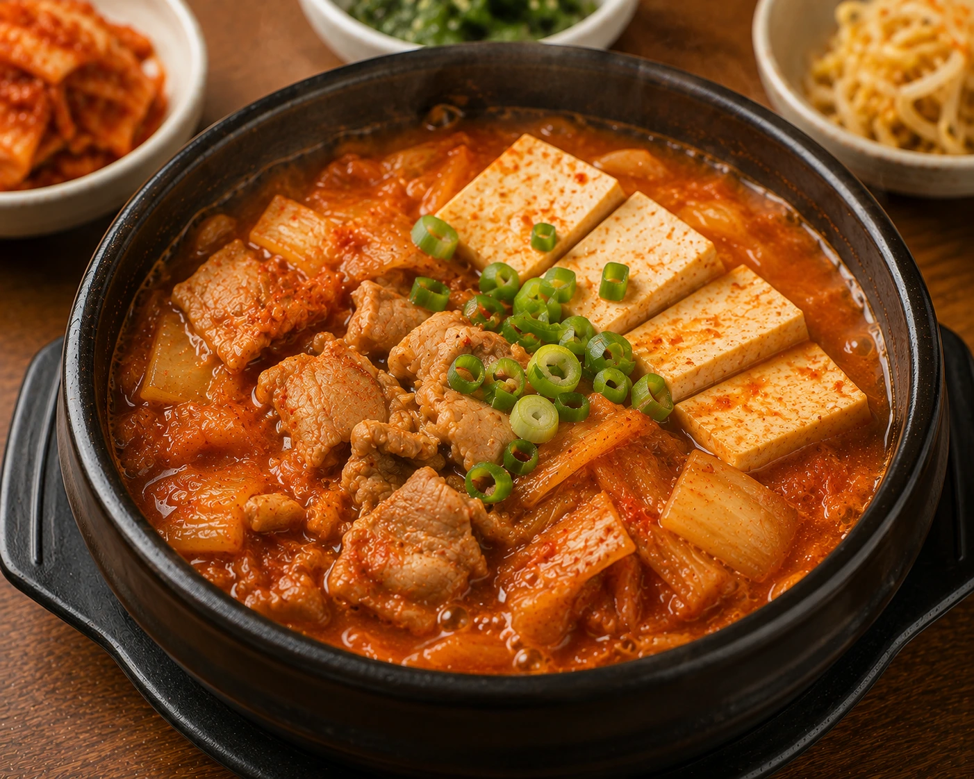 Kimchi Jjigae, korean kimchi stew served as Korean home cooking