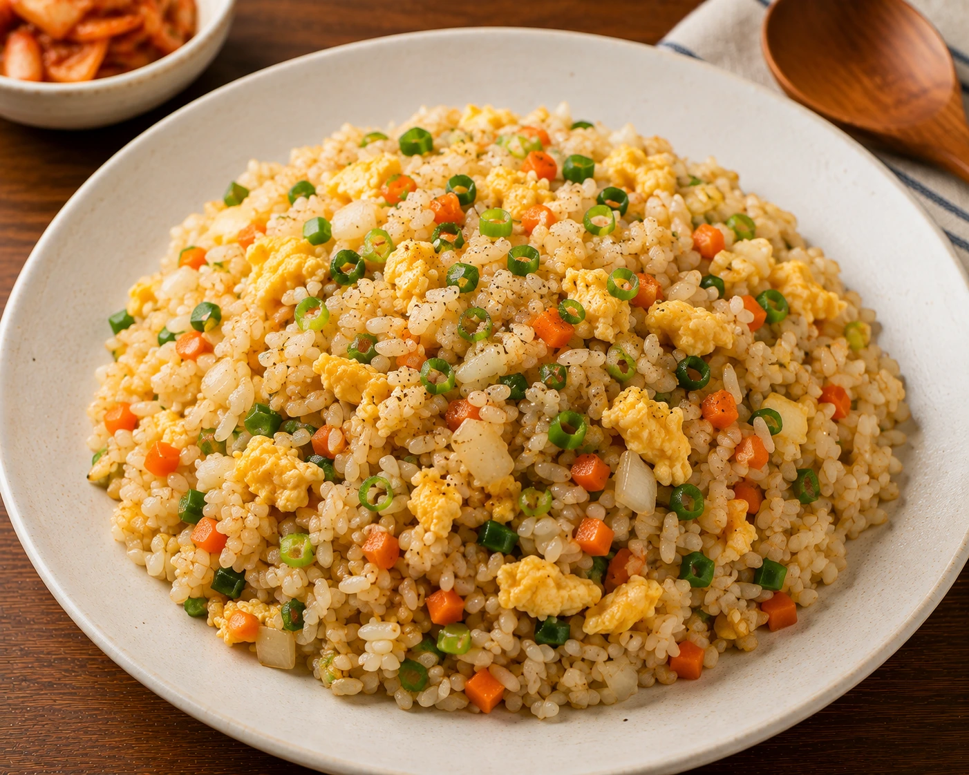 Yachae Bokkeumbap, korean vegetable fried rice served as Korean home cooking